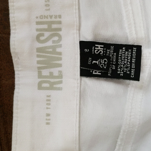NEW Rewash Mid-Rise Midi Cuffed Shorts 1/25 White - Picture 6 of 16